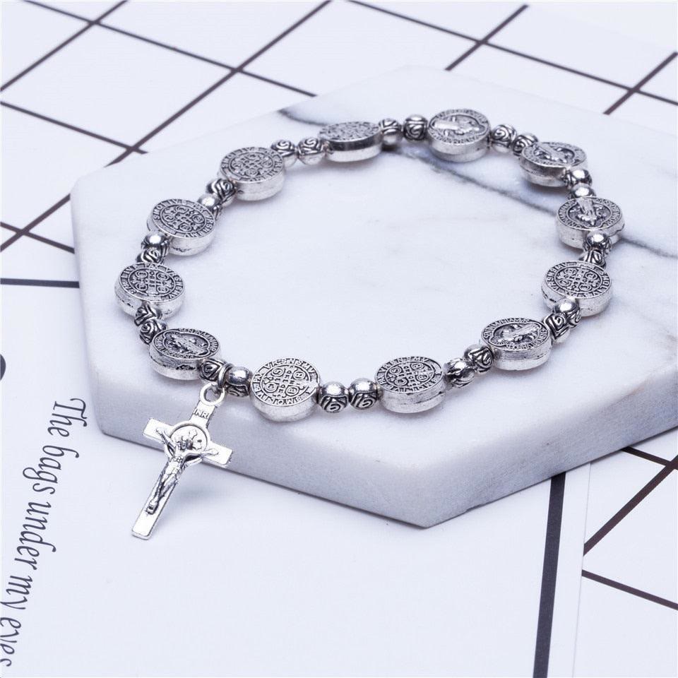 Gold and Silver Coloured Christian Cross Bracelet - Solana-Gold-State of Style