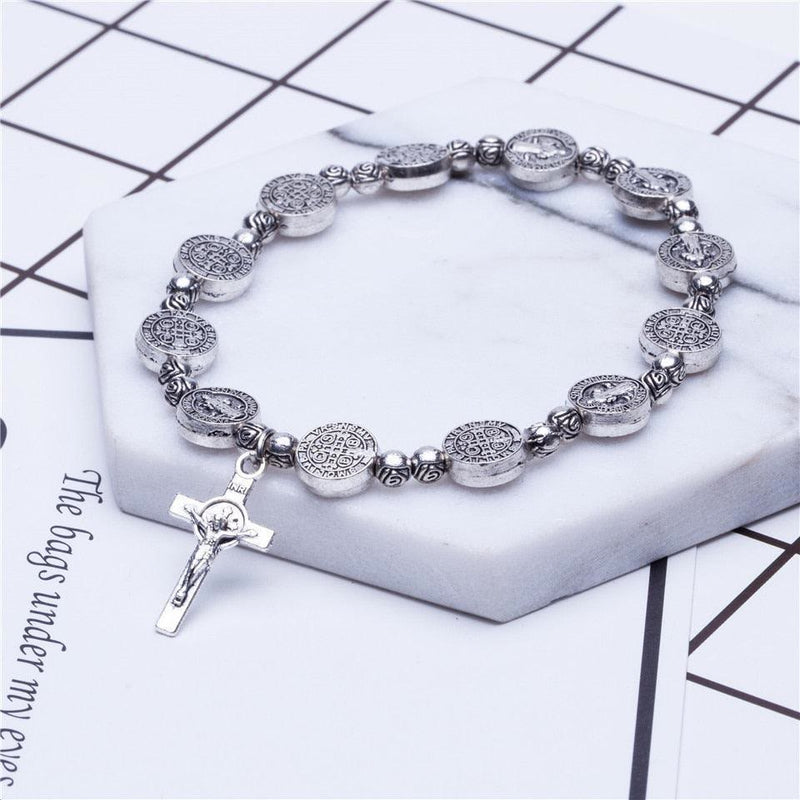 Gold and Silver Coloured Christian Cross Bracelet - Solana-Gold-State of Style