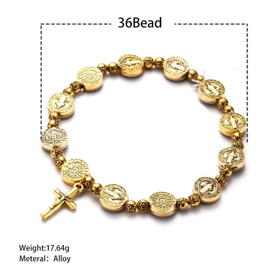 Gold and Silver Coloured Christian Cross Bracelet - Solana-Gold-State of Style
