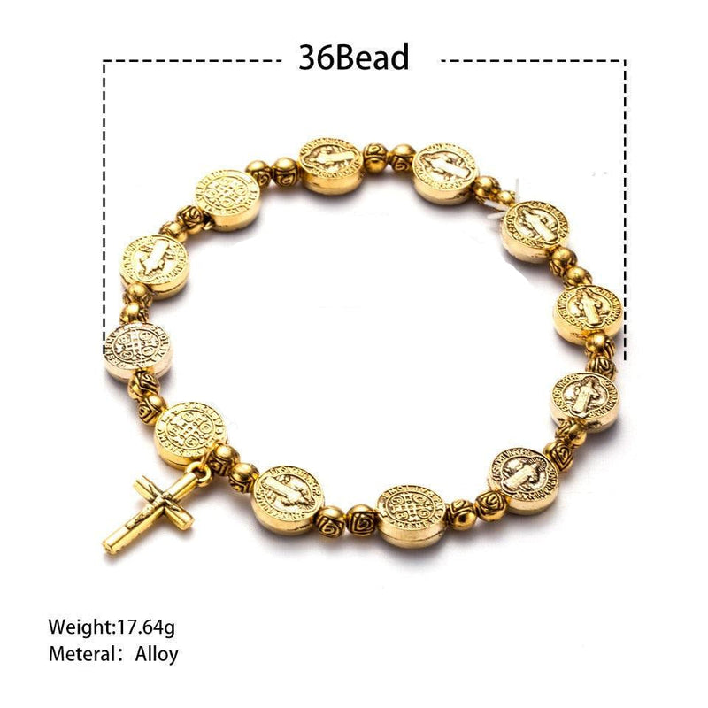 Gold and Silver Coloured Christian Cross Bracelet - Solana-Gold-State of Style