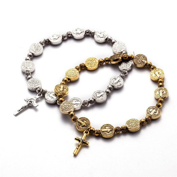 Gold and Silver Coloured Christian Cross Bracelet - Solana-Gold-State of Style