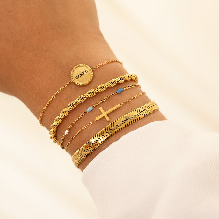 Gold and Silver Cross Bracelet | Women's Stylish Jewellery-Gold-plated-State of Style