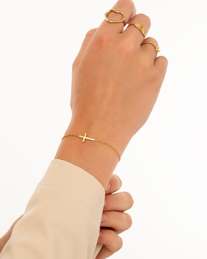 Gold and Silver Cross Bracelet | Women's Stylish Jewellery-Gold-plated-State of Style