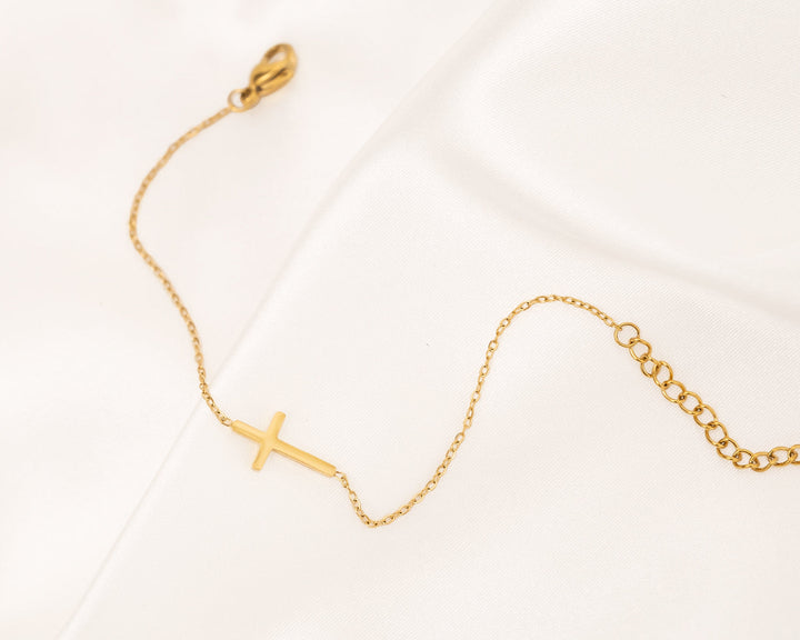 Gold and Silver Cross Bracelet | Women's Stylish Jewellery-Gold-plated-State of Style