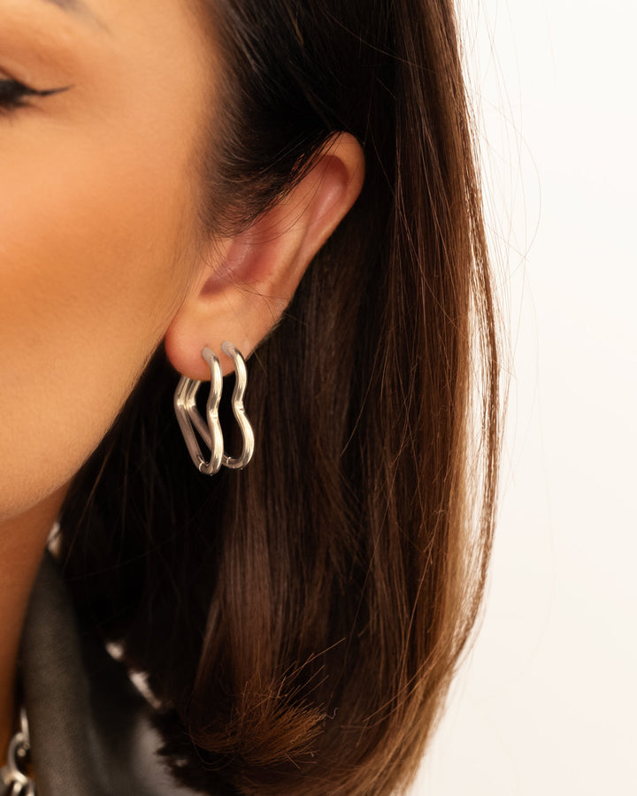 Gold And Silver Heart Pendant Earrings-Gold-plated-State of Style