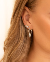 Gold And Silver Heart Pendant Earrings-Gold-plated-State of Style