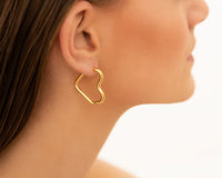 Gold And Silver Heart Pendant Earrings-Gold-plated-State of Style