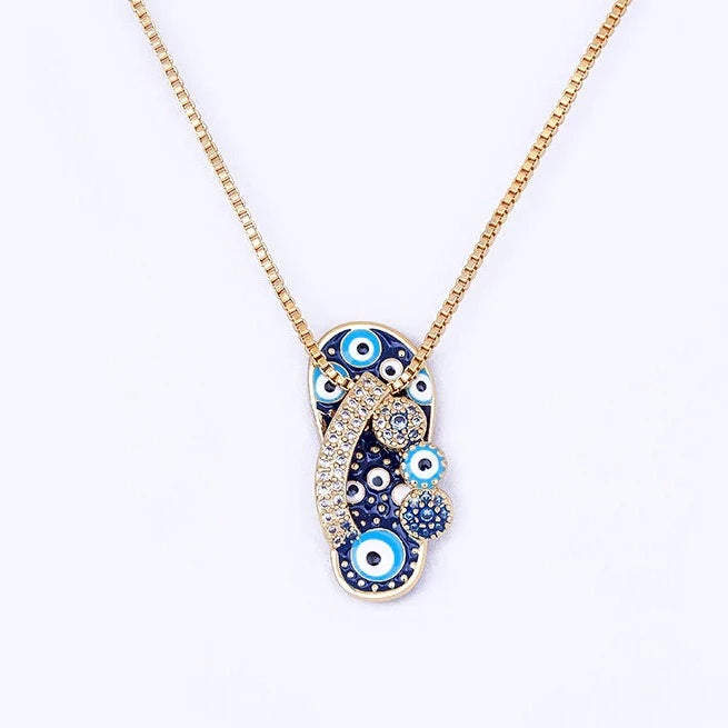 Gold Chain with Flip Flop Pendant and Evil Eye - Selma-State of Style
