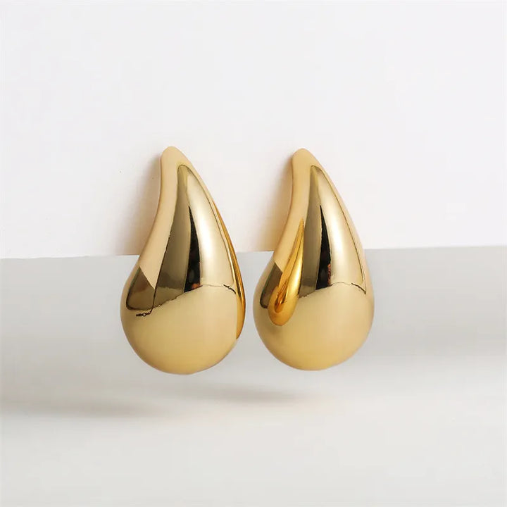 Gold Coloured Drop Earrings | Sparkling Crystals-State of Style