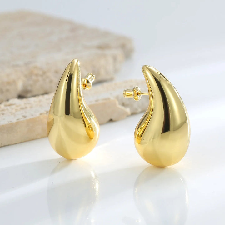 Gold Coloured Drop Earrings | Sparkling Crystals-State of Style