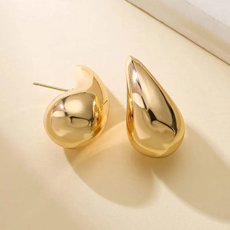 Gold Coloured Drop Earrings | Sparkling Crystals-State of Style