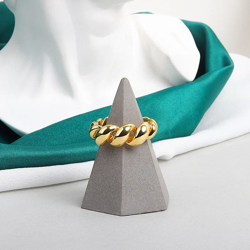 Gold Croissant Ring | Unique Textured Band-GOLD-State of Style