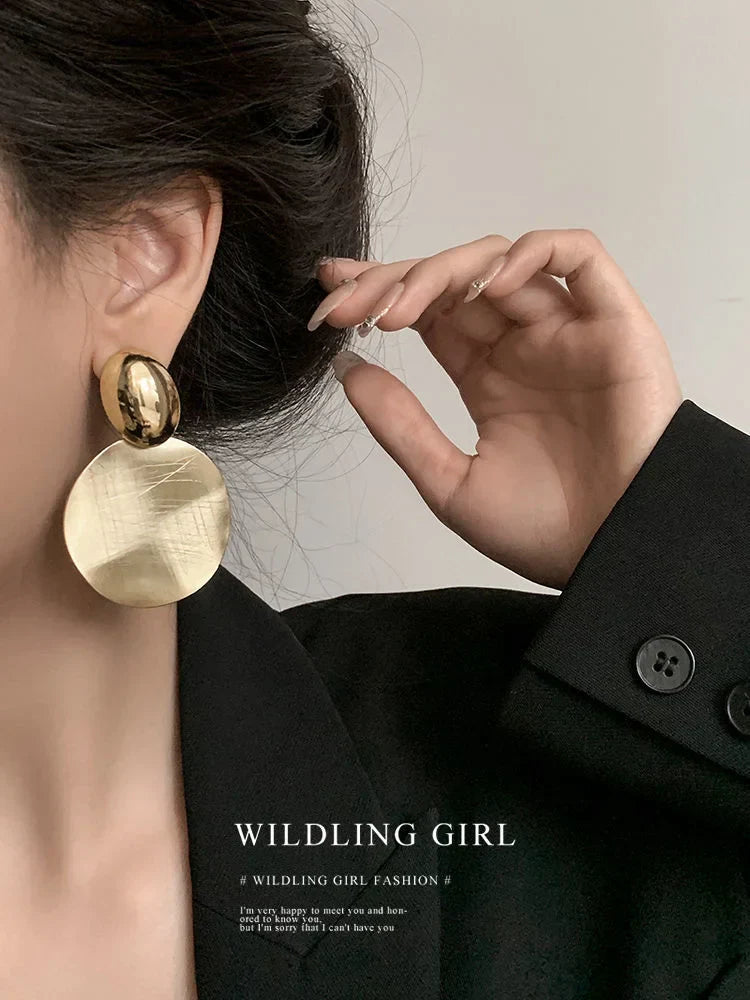 Gold Earrings with Round Pendants - Amaya-State of Style