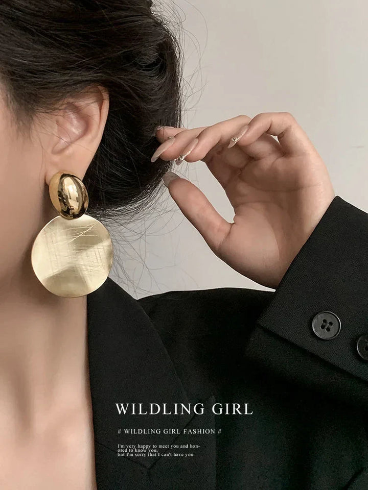 Gold Earrings with Round Pendants - Amaya-State of Style