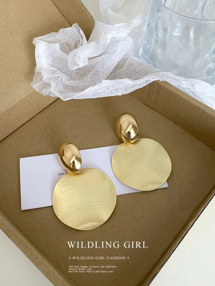 Gold Earrings with Round Pendants - Amaya-State of Style