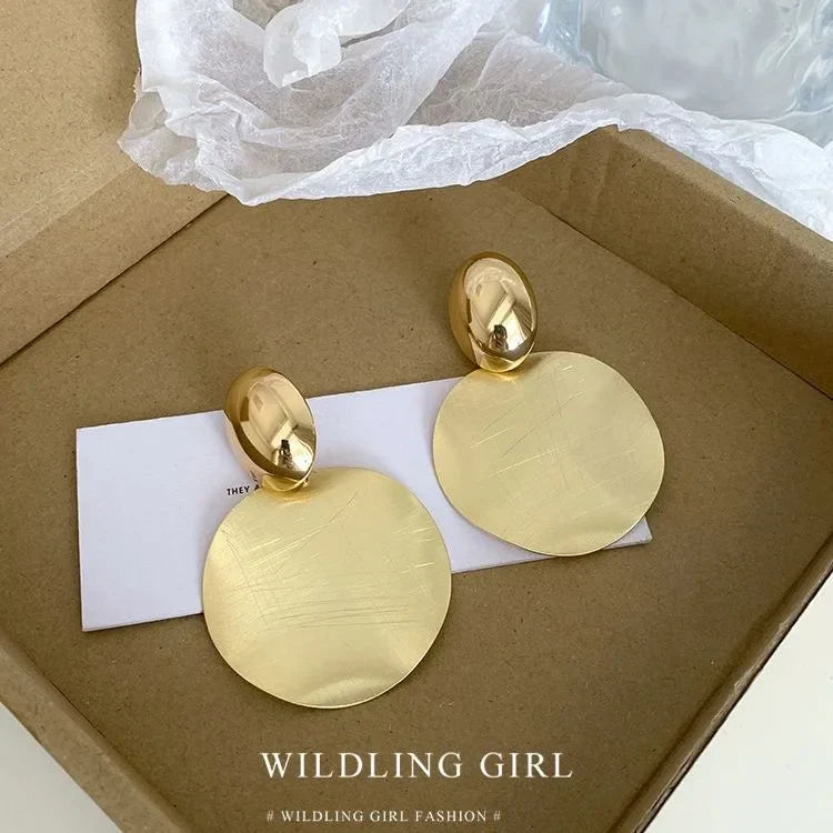Gold Earrings with Round Pendants - Amaya-State of Style
