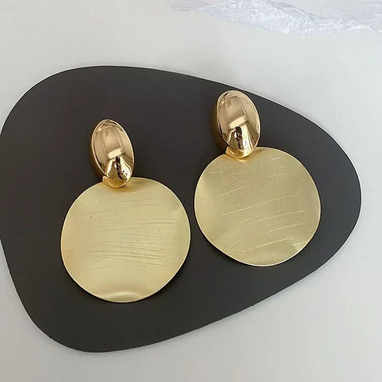 Gold Earrings with Round Pendants - Amaya-State of Style