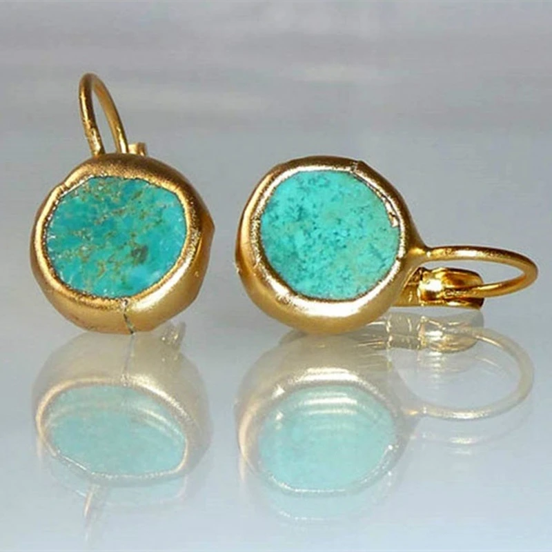 Gold Earrings with Turquoise Accents - Amaranta-State of Style