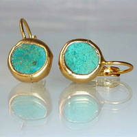 Gold Earrings with Turquoise Accents - Amaranta-State of Style