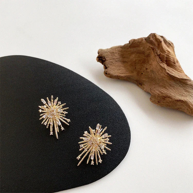 Gold Firework Zirconia Earrings - Livia-State of Style
