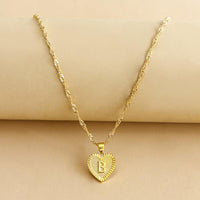 Gold Initial Heart Pendant Necklace - Amara-B-State of Style