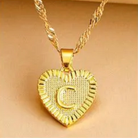 Gold Initial Heart Pendant Necklace - Amara-C-State of Style