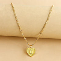 Gold Initial Heart Pendant Necklace - Amara-D-State of Style