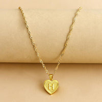 Gold Initial Heart Pendant Necklace - Amara-H-State of Style