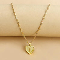 Gold Initial Heart Pendant Necklace - Amara-I-State of Style