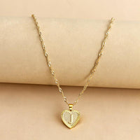 Gold Initial Heart Pendant Necklace - Amara-J-State of Style
