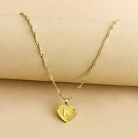 Gold Initial Heart Pendant Necklace - Amara-K-State of Style