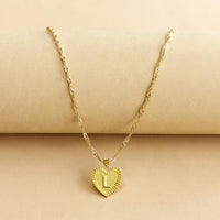 Gold Initial Heart Pendant Necklace - Amara-L-State of Style