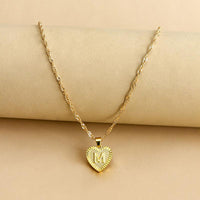 Gold Initial Heart Pendant Necklace - Amara-M-State of Style