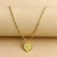 Gold Initial Heart Pendant Necklace - Amara-N-State of Style