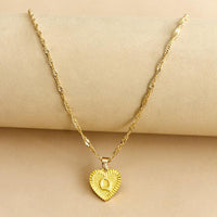Gold Initial Heart Pendant Necklace - Amara-Q-State of Style