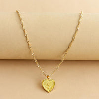 Gold Initial Heart Pendant Necklace - Amara-S-State of Style