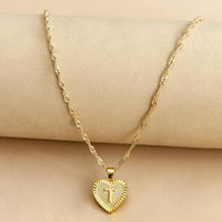 Gold Initial Heart Pendant Necklace - Amara-T-State of Style