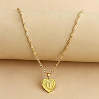 Gold Initial Heart Pendant Necklace - Amara-U-State of Style