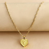 Gold Initial Heart Pendant Necklace - Amara-Y-State of Style