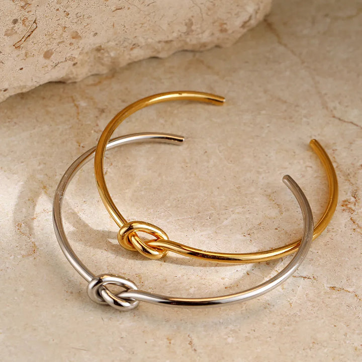 Gold Knot Bangle | Twisted Design-GOLD-State of Style