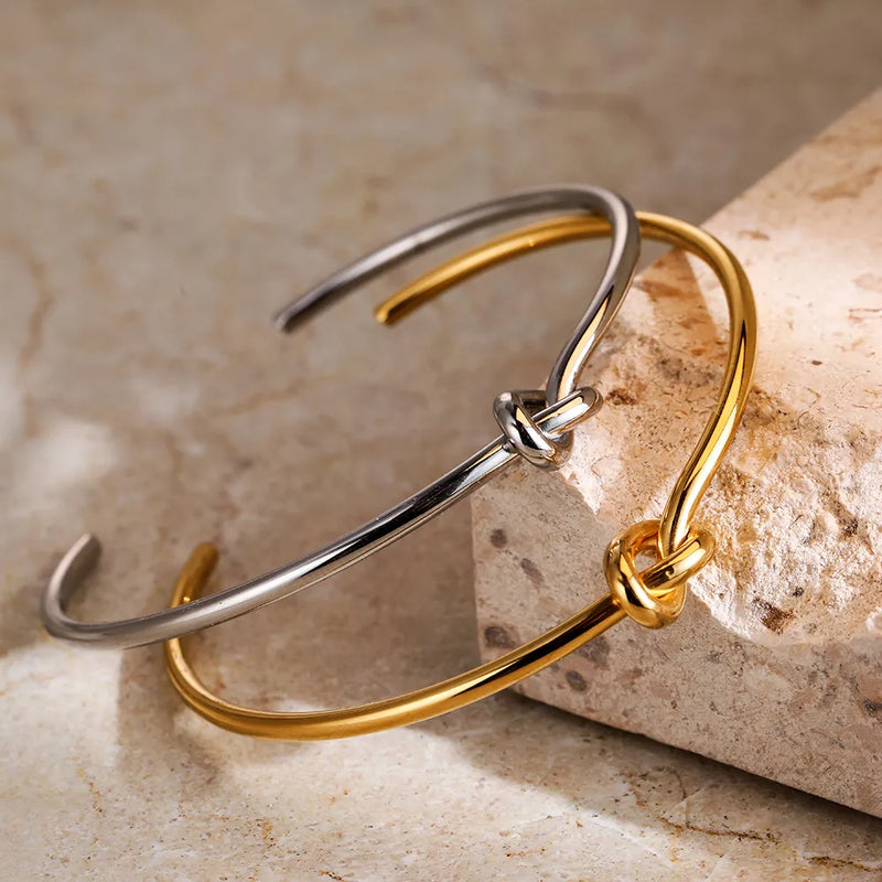 Gold Knot Bangle | Twisted Design-GOLD-State of Style