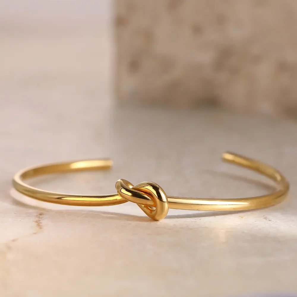 Gold Knot Bangle | Twisted Design-GOLD-State of Style
