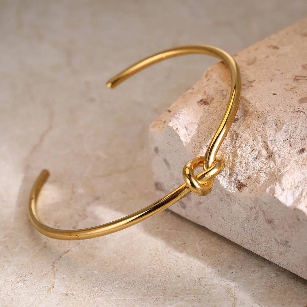 Gold Knot Bangle | Twisted Design-GOLD-State of Style