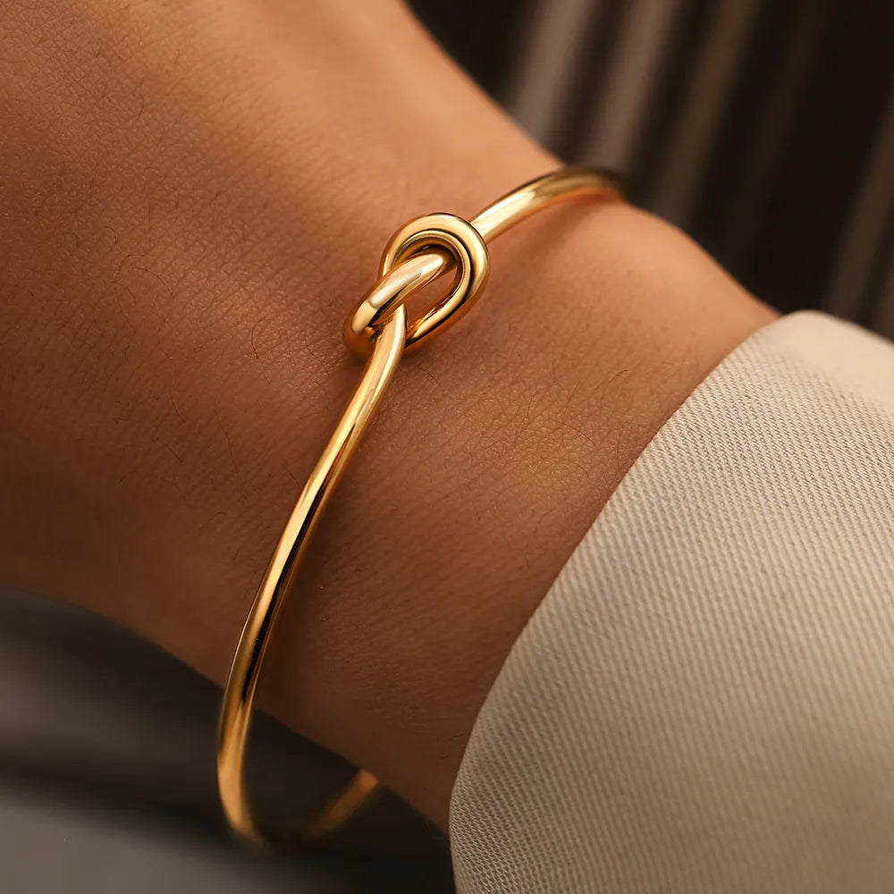 Gold Knot Bangle | Twisted Design-GOLD-State of Style