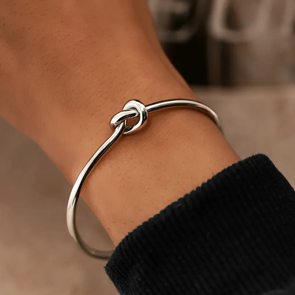 Gold Knot Bangle | Twisted Design-SILVER-State of Style