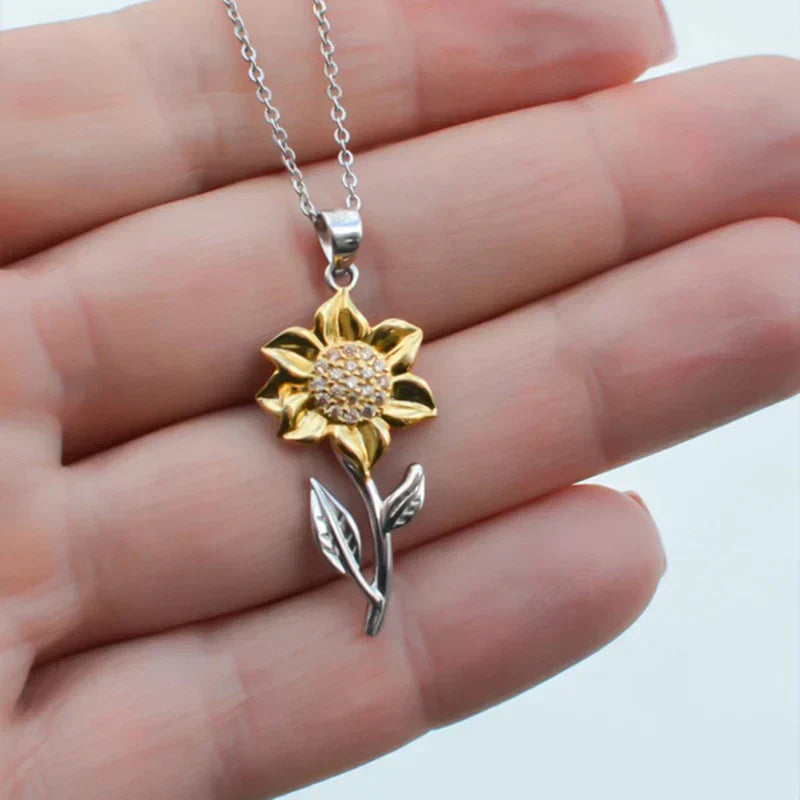Gold Ladies' Necklace in Sterling Silver with Sunflower Pendant – Marélie-State of Style