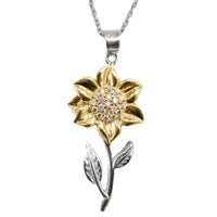 Gold Ladies' Necklace in Sterling Silver with Sunflower Pendant – Marélie-State of Style