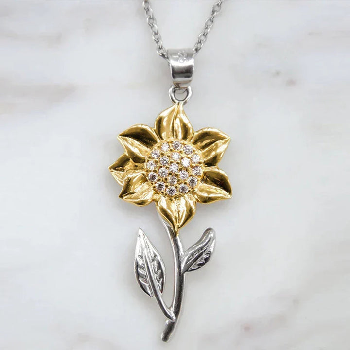 Gold Ladies' Necklace in Sterling Silver with Sunflower Pendant – Marélie-State of Style