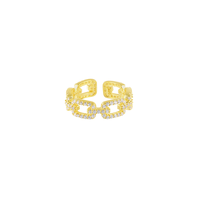 Gold Link Ring with Zirconia - Marina-State of Style