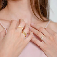 Gold Link Ring with Zirconia - Marina-State of Style